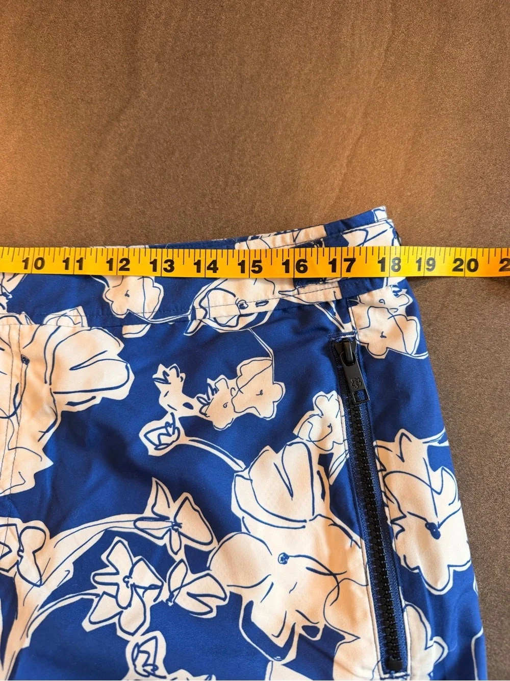 Ted Baker Navy and Cream Floral Swim Trunks